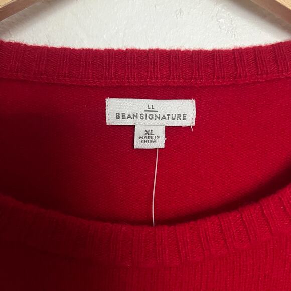 NWT LL Bean Signature Sweater Womens XL Merino Wool Red Crewneck Long Sleeve - Picture 2 of 6
